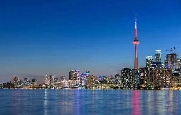 Toronto City Skyline Natten Ontario Kanada — Stockfoto