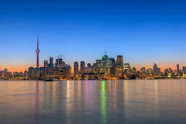 Toronto City Skyline Την Νύχτα Οντάριο Καναδάς — Φωτογραφία Αρχείου