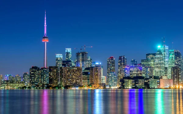 Toronto City Skyline Την Νύχτα Οντάριο Καναδάς — Φωτογραφία Αρχείου