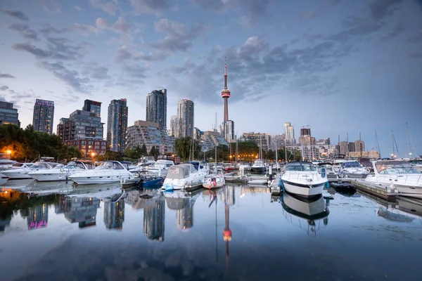 Toronto Város Városképe Éjszaka Marina Quay West Ontario Kanada — Stock Fotó