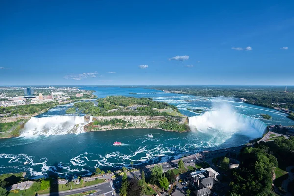 Luftaufnahme Des Berühmten Schönen Niagara Wasserfalls Einem Sommertag — Stockfoto