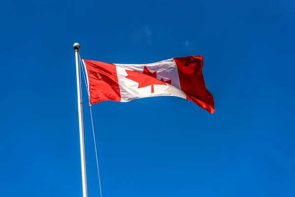 Close Shot Flag Canada Front Blue Sky — Stock Photo, Image