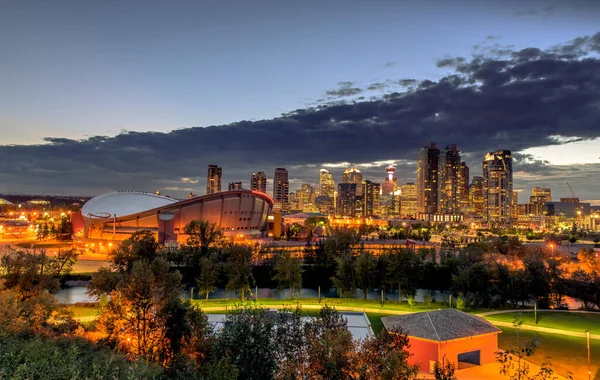 Calgary City Skyline Night Alberta Canada — Stok Foto