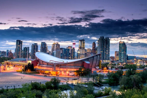 Calgary City Skyline Notte Alberta Canada — Foto Stock