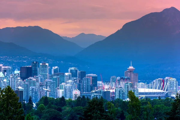 Vancouver Cidade Horizonte Montanhas Colúmbia Britânica Canadá — Fotografia de Stock