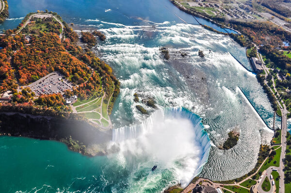 Niagara waterfall from above,Aerial view of Niagara waterfall.