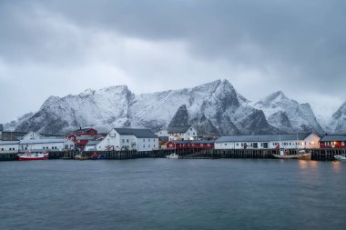 Norveç 'in Lofoten Adası' ndaki Moskenes Köyü