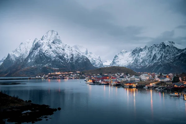 Indah Lanskap Musim Dingin Kepulauan Lofoten Norwegia — Stok Foto