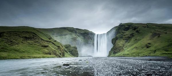 Skogafoss Καταρράκτης Χειμώνα Ισλανδία — Φωτογραφία Αρχείου