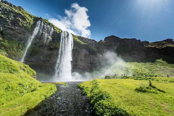 Seljalandsfoss Καταρράκτη Στην Ισλανδία Καλοκαίρι — Φωτογραφία Αρχείου