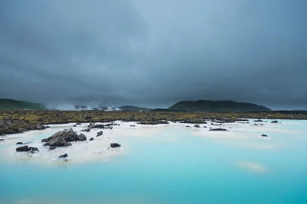 Hermoso Paisaje Puesta Sol Cerca Laguna Azul Spa Termal Islandia —  Fotos de Stock