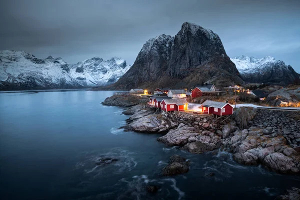 Desa Nelayan Hamnoy Musim Dingin Pulau Lofoten Norwegia — Stok Foto
