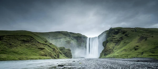 Wodospad Skogafoss Zimie Islandia — Zdjęcie stockowe