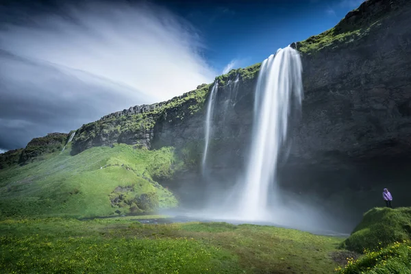 Seljalandsfoss Καταρράκτη Στην Ισλανδία Καλοκαίρι — Φωτογραφία Αρχείου