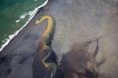 İzlanda 'daki Buzul nehirlerinin hava manzarası