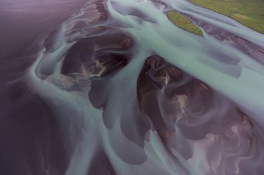 İzlanda 'daki Buzul nehirlerinin hava manzarası