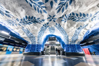 Stockholm, İsveç 'teki güzel metro istasyonları