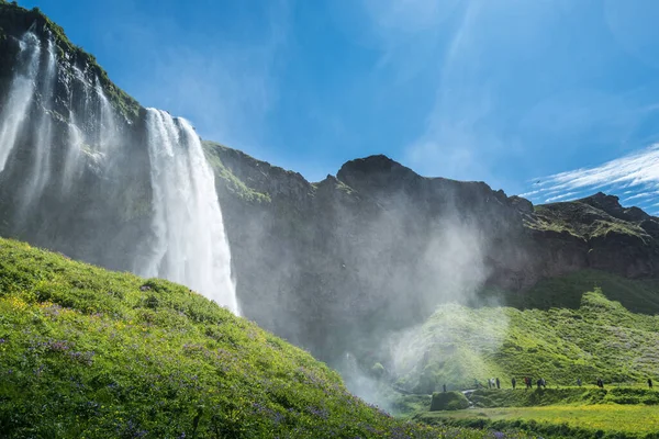 Wodospad Seljalandsfoss Islandii Latem — Zdjęcie stockowe