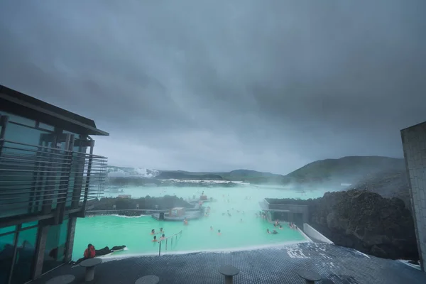 Hermoso Paisaje Puesta Sol Cerca Laguna Azul Spa Termal Islandia — Foto de Stock