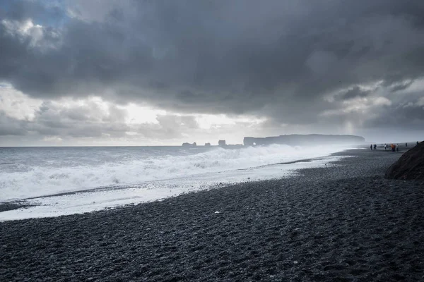 Plage Sable Noir Reynisfjara Vik Islande — Photo