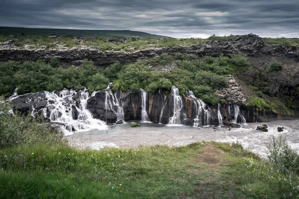 Hraunfossar Vízesés Nyáron Izlandon — Stock Fotó