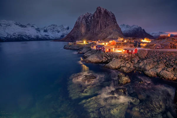 Desa Nelayan Hamnoy Musim Dingin Pulau Lofoten Norwegia — Stok Foto