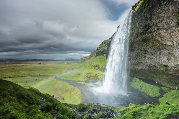 Seljalandsfoss Καταρράκτη Στην Ισλανδία Καλοκαίρι — Φωτογραφία Αρχείου