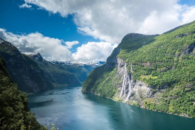 Geiranger, Geirangerfjord, Norveç 'te güzel manzaralar