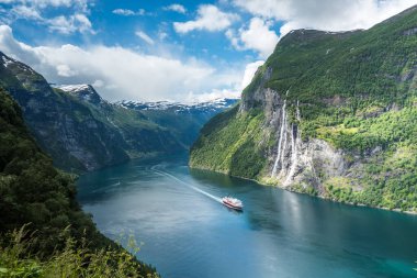 Geiranger, Geirangerfjord, Norveç 'te güzel manzaralar