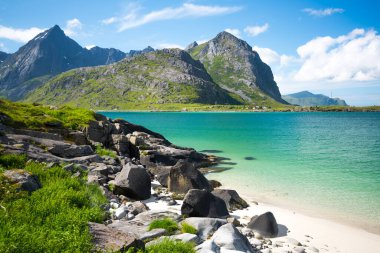 Norveç 'te yaz mevsiminde Lofoten Adaları' nda güzel bir manzara