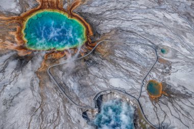 Aerial view of Grand prismatic spring in Yellowstone national park, USA clipart