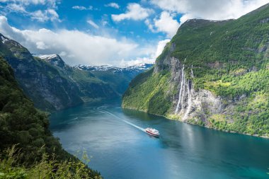 Geiranger, Geirangerfjord, Norveç 'te güzel manzaralar