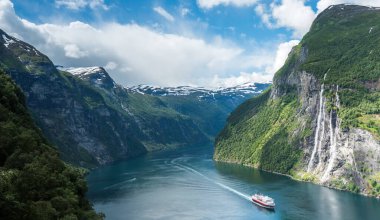 Geiranger, Geirangerfjord, Norveç 'te güzel manzaralar