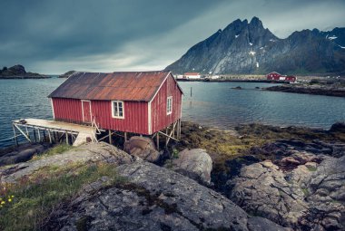 Norveç 'te yaz mevsiminde Lofoten Adaları' nda güzel bir manzara