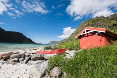 Norveç 'te yaz mevsiminde Lofoten Adaları' nda güzel bir manzara