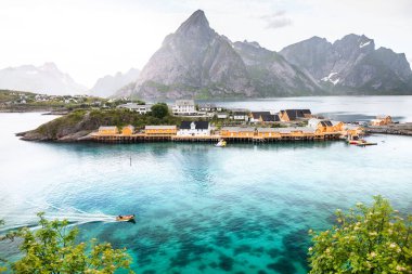 Norveç 'in Lofoten Adası' ndaki Moskenes Köyü
