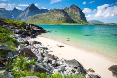 Norveç 'te yaz mevsiminde Lofoten Adaları' nda güzel bir manzara
