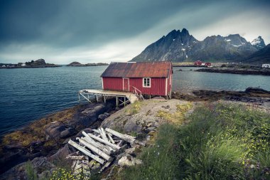 Norveç 'te yaz mevsiminde Lofoten Adaları' nda güzel bir manzara