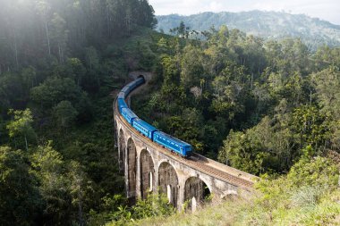 Ella, Sri Lanka 'daki ünlü dokuz kemerli köprüye tren varmak üzere.