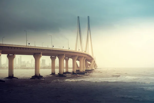 Bandra Worli Sea Link Ponte Cavo Mumbai India — Foto Stock