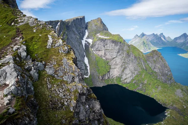 Όμορφη Θέα Από Reinebringen View Point Lofoten Island Νορβηγία — Φωτογραφία Αρχείου