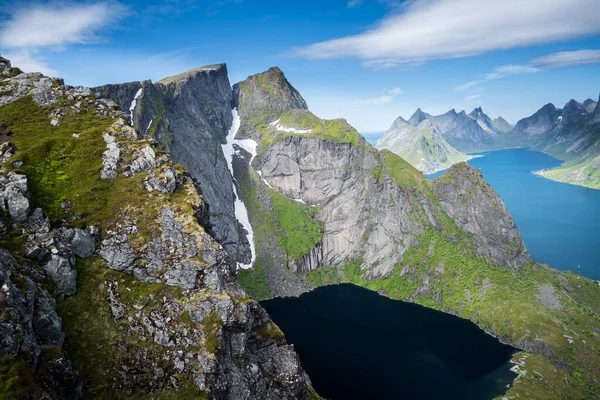 Όμορφη Θέα Από Reinebringen View Point Lofoten Island Νορβηγία — Φωτογραφία Αρχείου