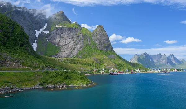 Рыболовная Деревня Лофских Островах Летом Норвегия — стоковое фото