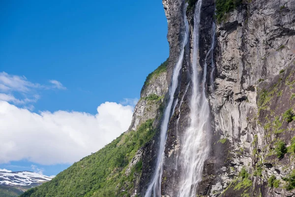 Cascada Siete Hermanas Geiranger Geirangerfjord Noruega —  Fotos de Stock