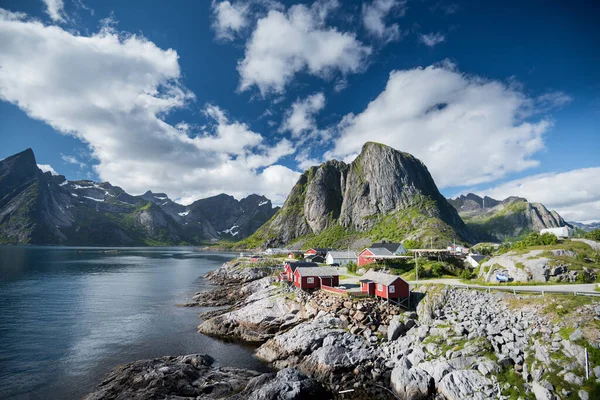 Desa Nelayan Hamnoy Musim Panas Pulau Lofoten Norwegia — Stok Foto
