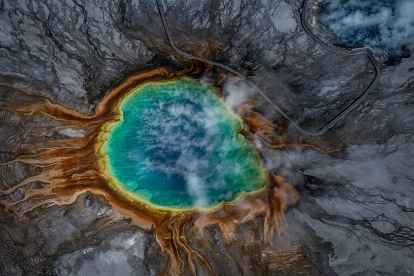 Veduta Aerea Della Grande Primavera Prismatica Nel Parco Nazionale Yellowstone — Foto Stock