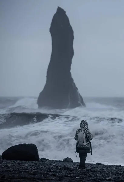 Reynisfjara Spiaggia Sabbia Nera Vik Islanda — Foto Stock