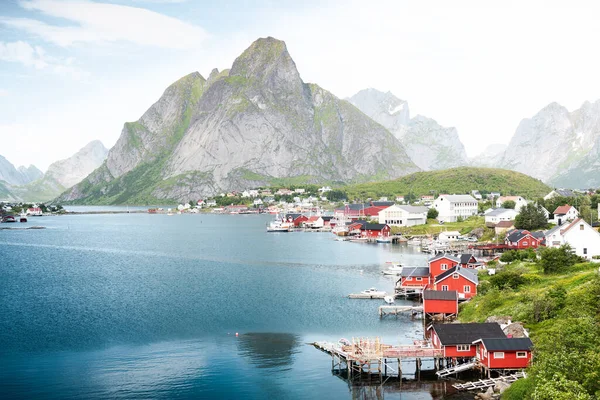 Desa Nelayan Indah Reine Kepulauan Lofoten Musim Panas Norwegia — Stok Foto