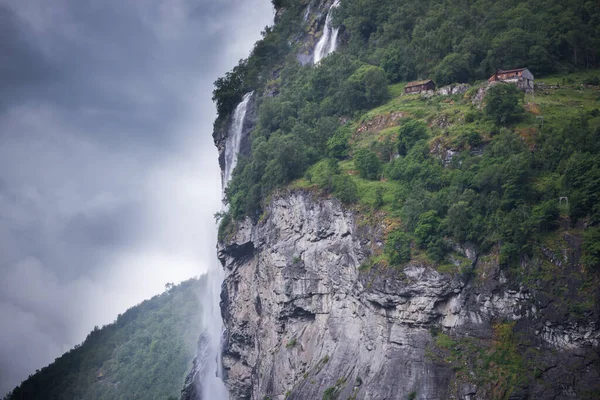 Tujuh Saudara Air Terjun Geiranger Geirangerfjord Norwegia — Stok Foto