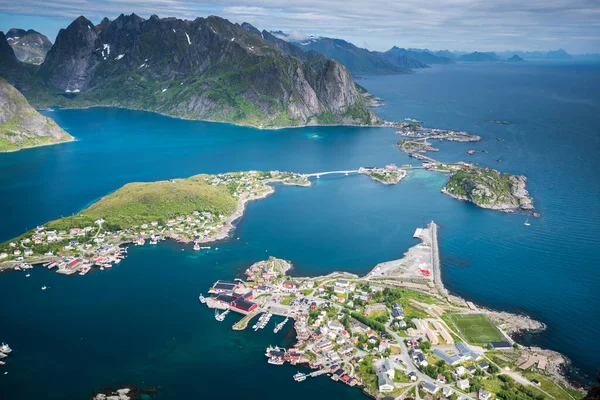 Όμορφη Θέα Από Reinebringen View Point Lofoten Island Νορβηγία — Φωτογραφία Αρχείου